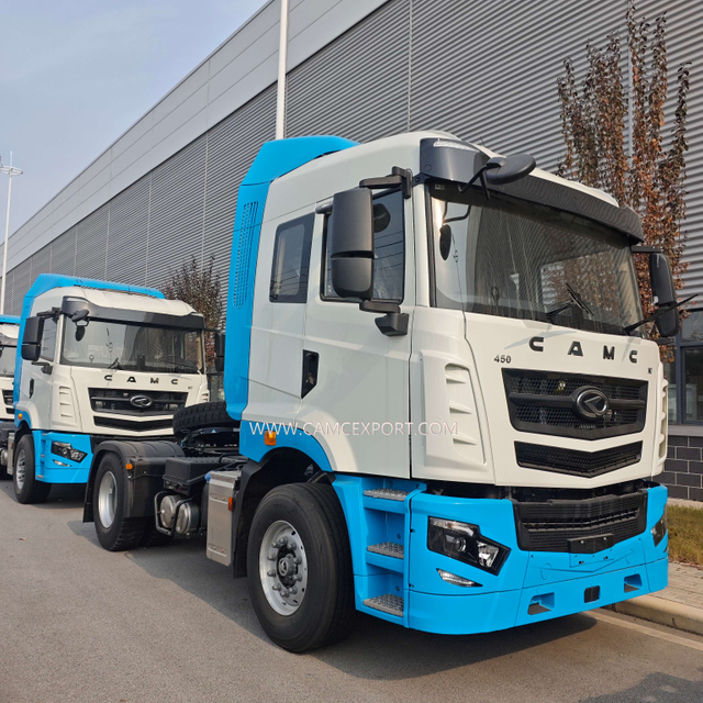 ម៉ូដែលថ្មី 2026 លក់ល្អ CAMC Heavy-Duty Diesel Sky-Blue & White High-Roof 4x2 Left-Hand Drive Tractor Truck